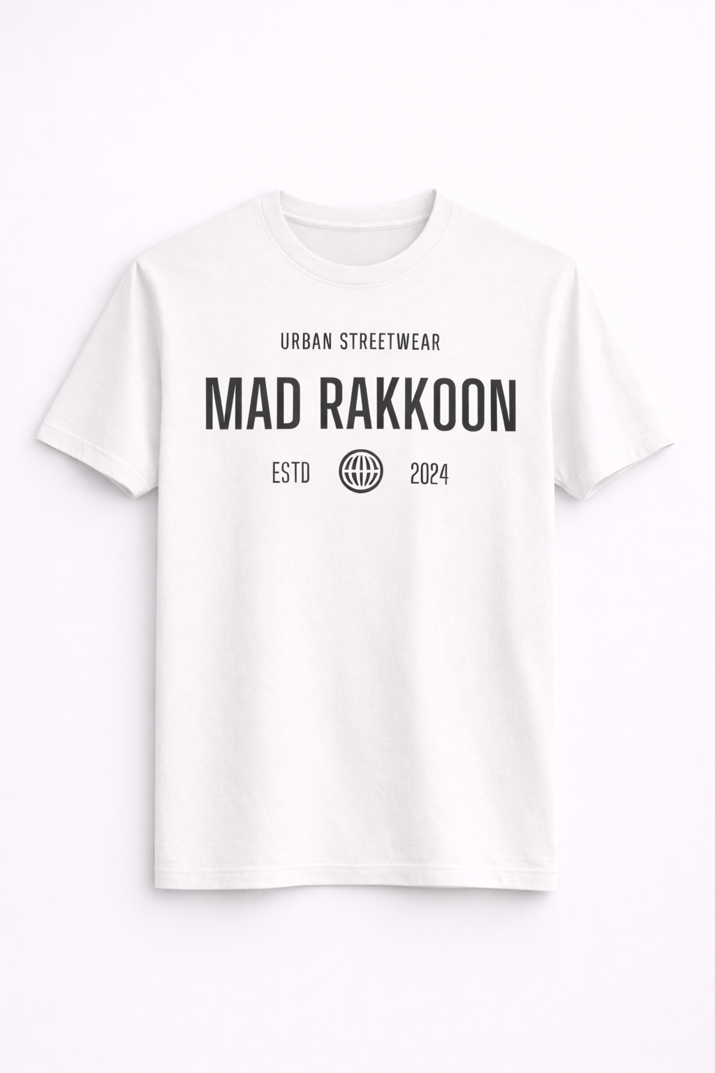 Mad Rakkoon urban streetwear logo t shirt blue cotton minimal design tee for men