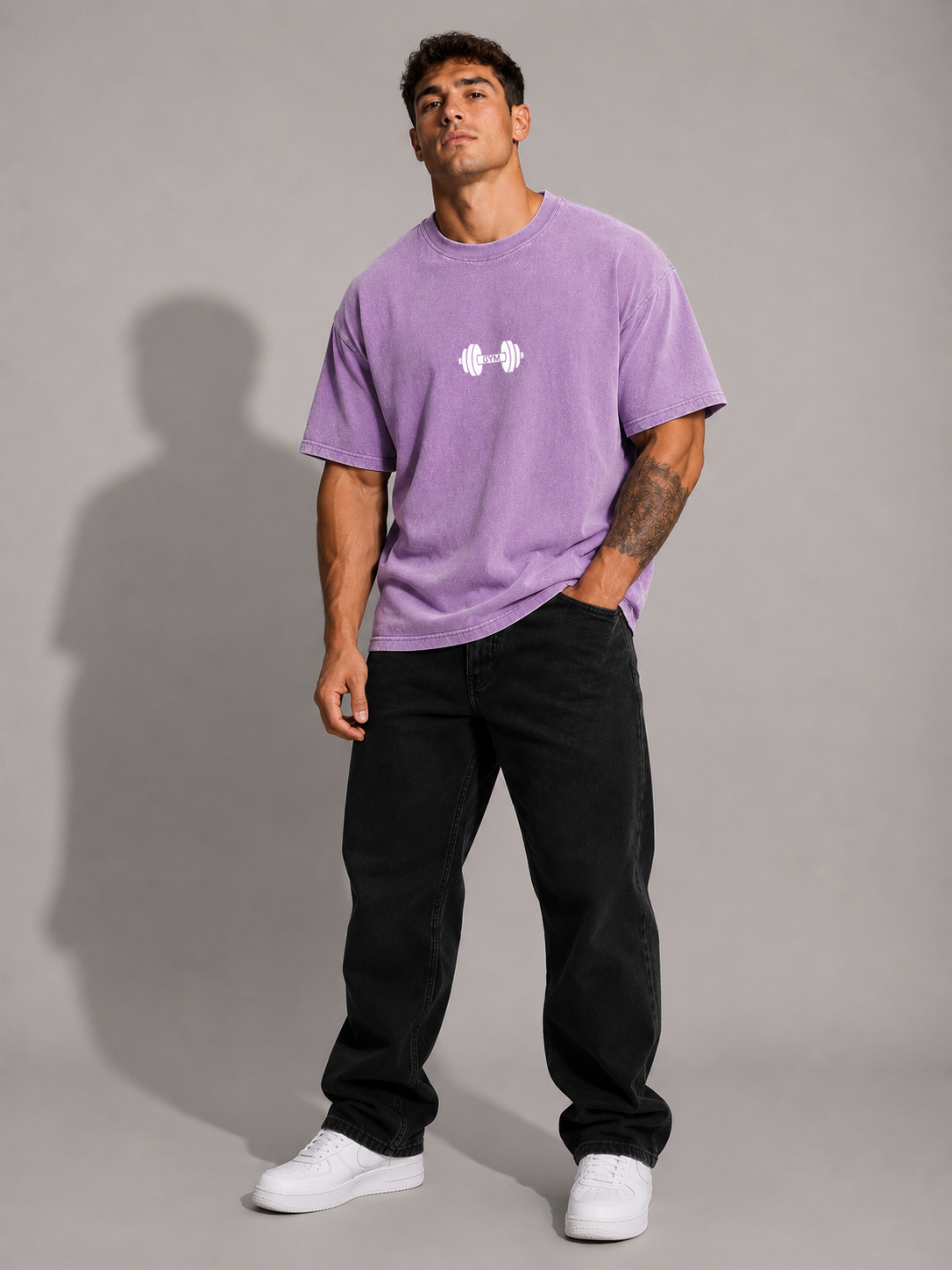 Purple Gym Acid Wash Oversized T-Shirt