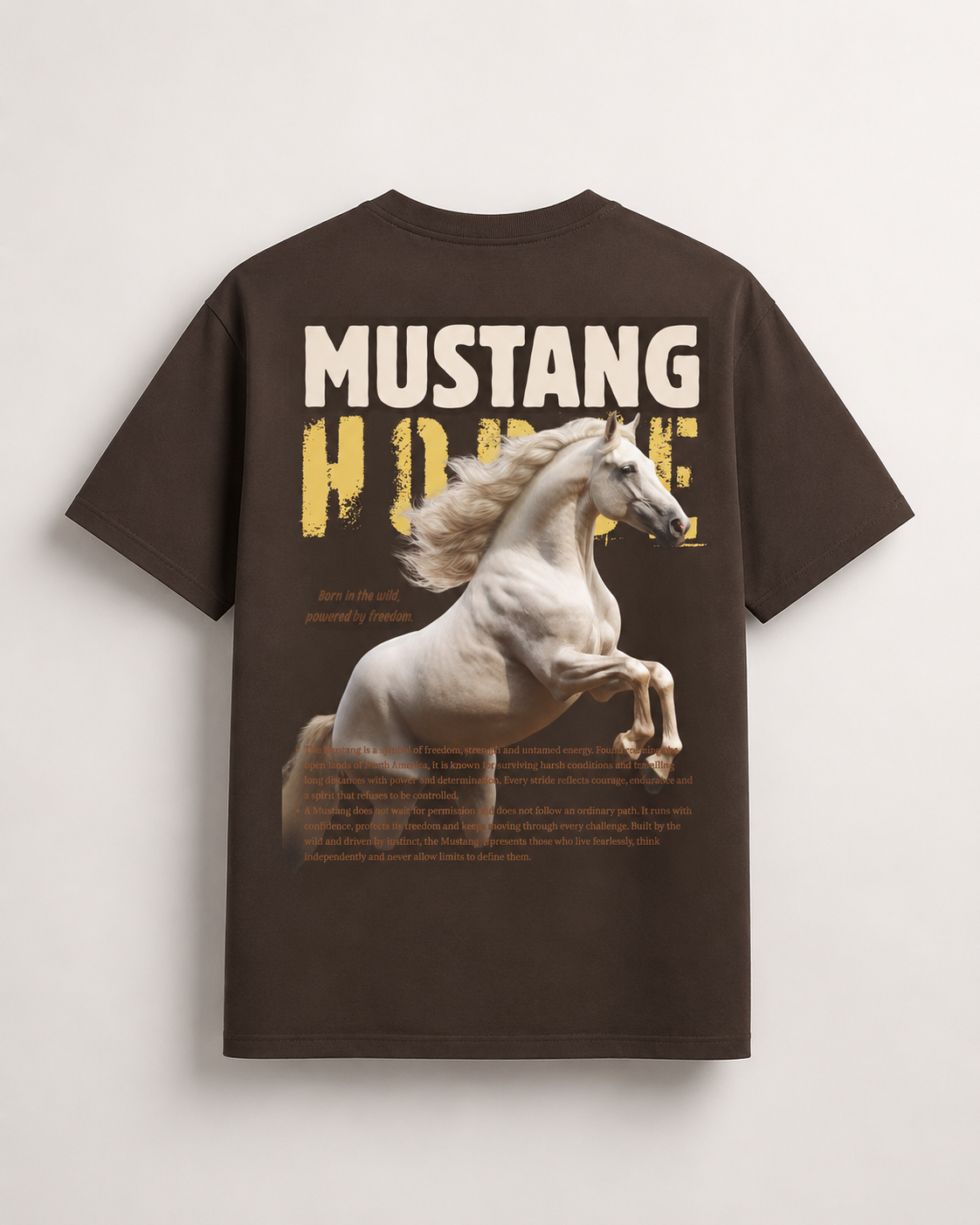 Mustang Horse Graphic T-Shirt – Dark Brown
