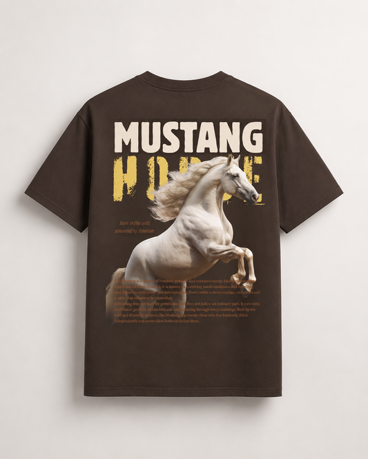Mustang Horse Graphic T-Shirt – Dark Brown