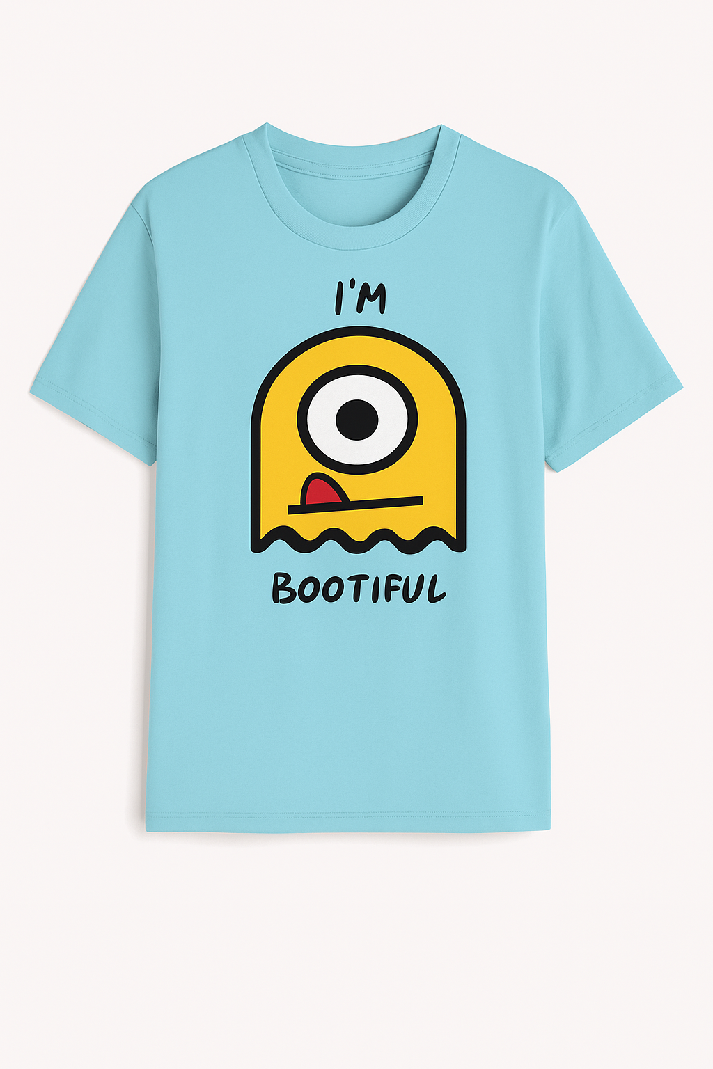I’m Bootiful – Cute Monster Graphic Tee | Premium Cotton Sky Blue T-Shirt