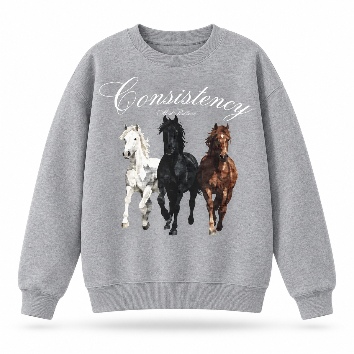 Consistency Three Horses Unisex Sweatshirt – Heather Grey