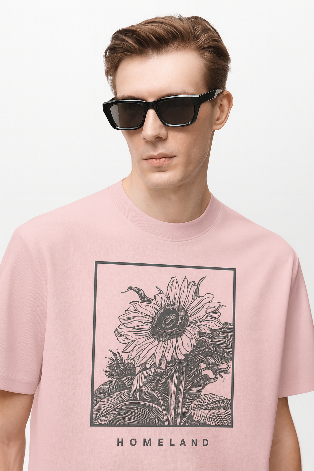 Homeland Sunflower Art Tee – Pastel Pink