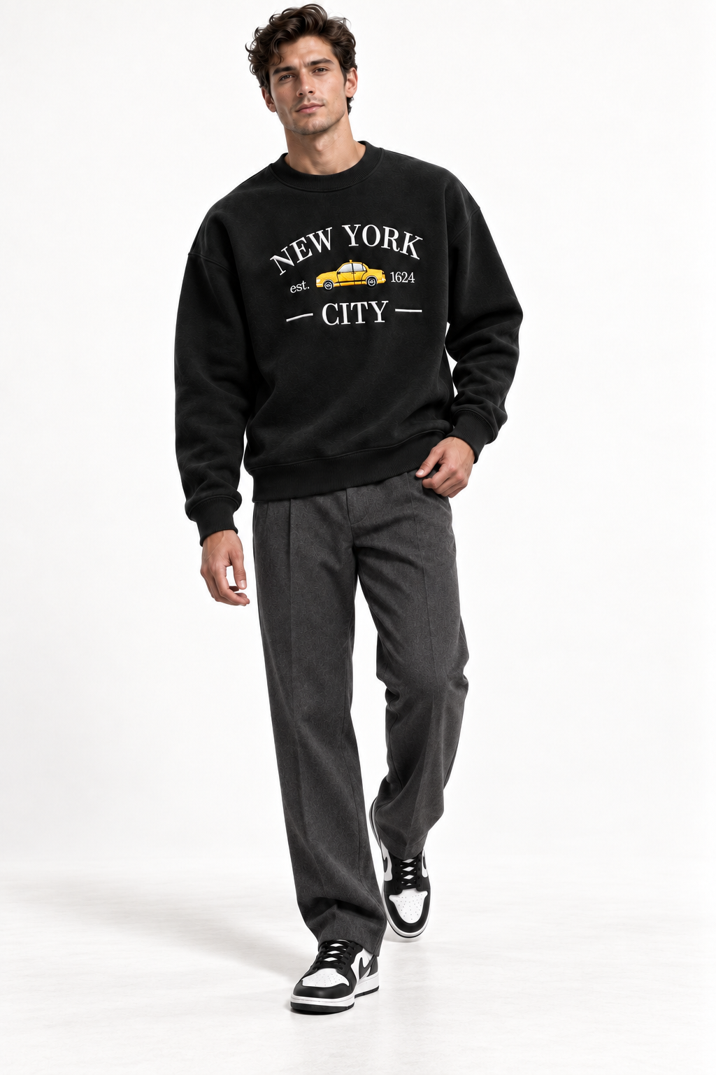 New York City Taxi Embroidered Unisex Sweatshirt – Black