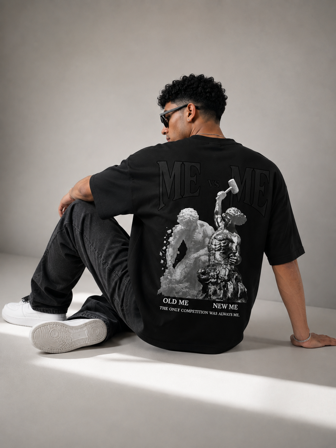 ME VS ME Black Cotton T Shirt