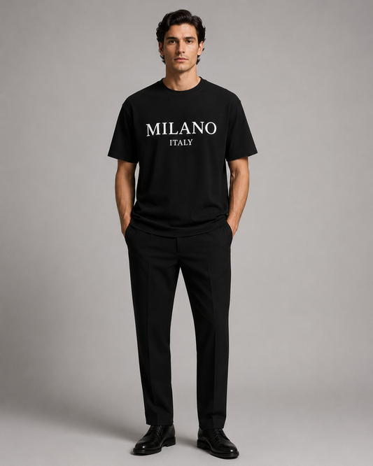 Milano Italy Premium Black T-Shirt – Relaxed Fit