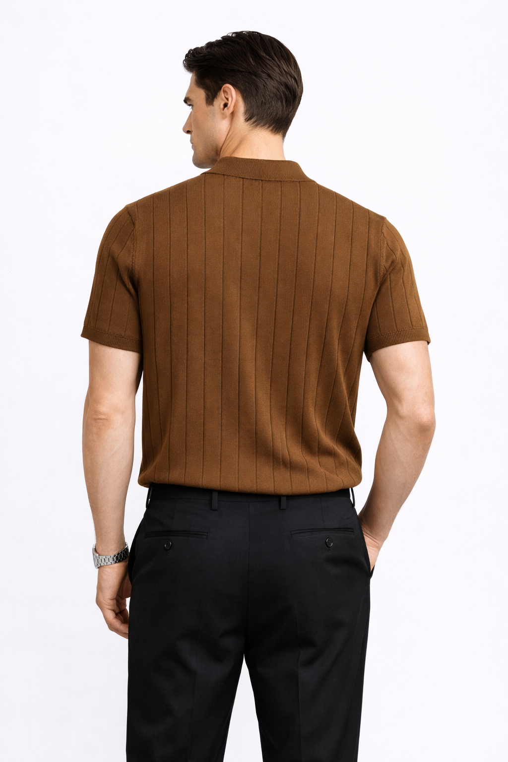 Brown Knit Polo T shirt