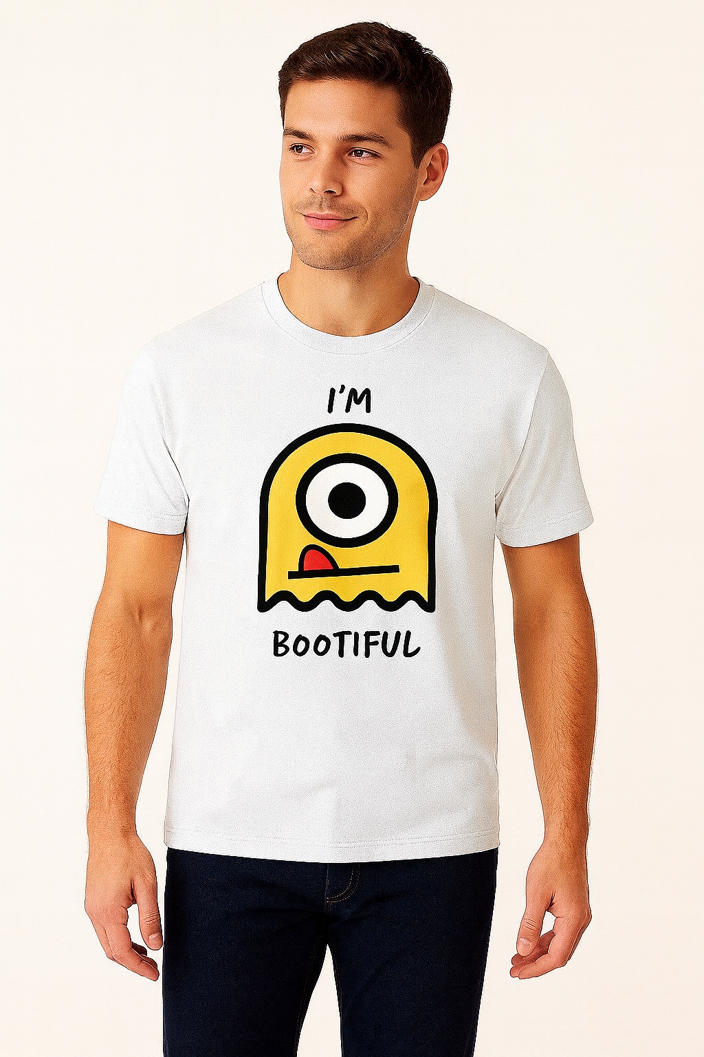 I’m Bootiful – Cute Monster Graphic Tee | Premium Cotton Sky Blue T-Shirt