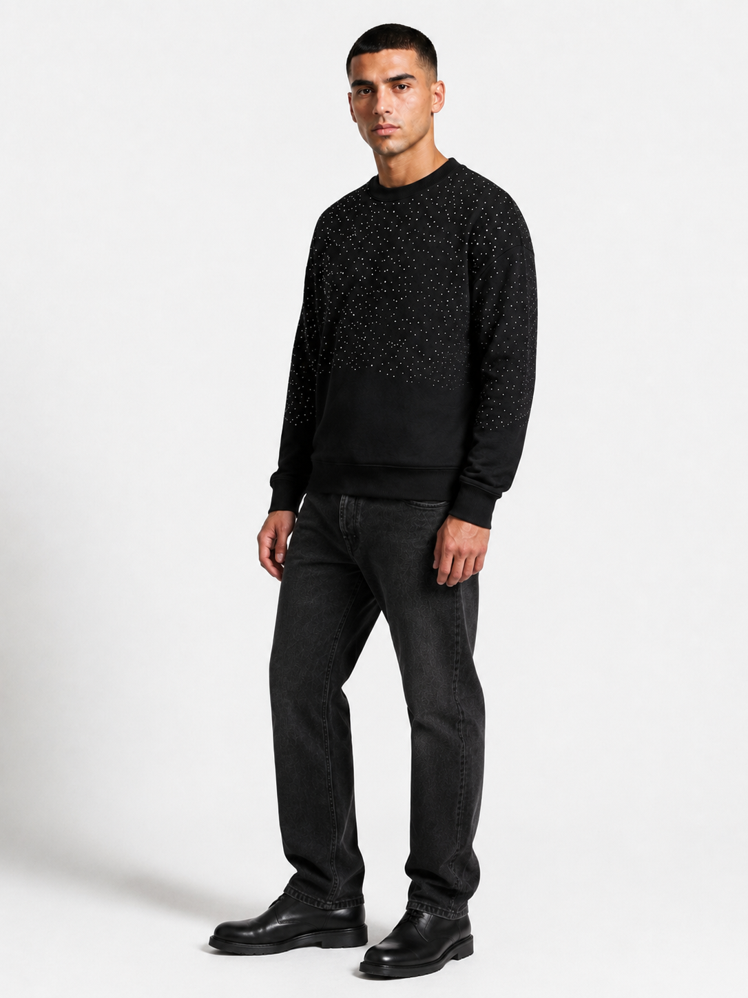 Midnight Crystal Embellished Sweatshirt – Designer Collection