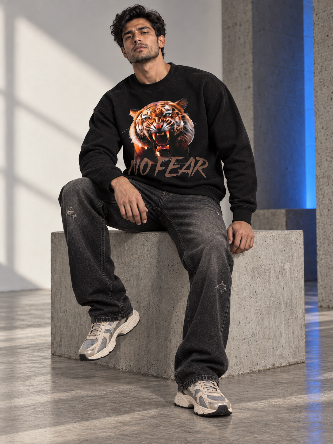 No Fear Tiger Graphic Sweatshirt – Black