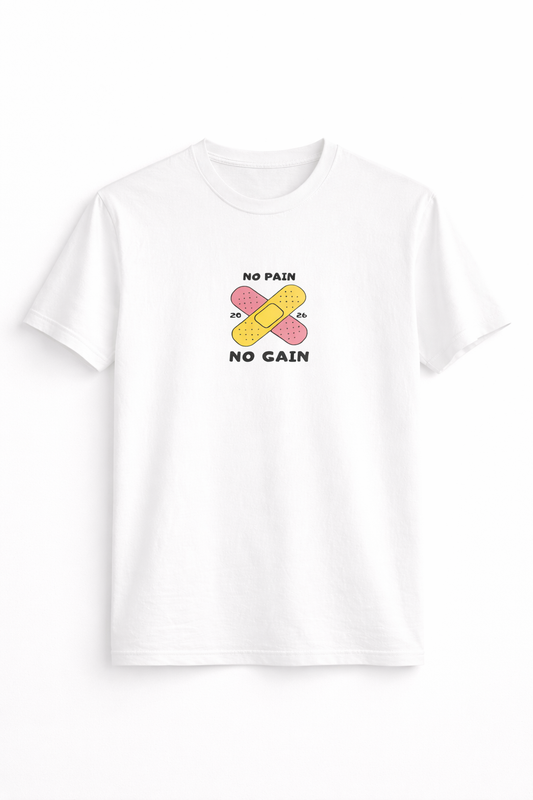 No Pain No Gain Graphic T-Shirt for Men – Minimal Motivational Cotton Tee