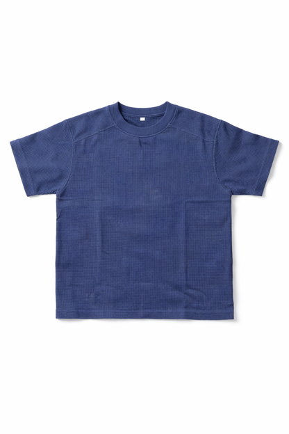 Waffle Knit Tee Solid Navy Blue Color.