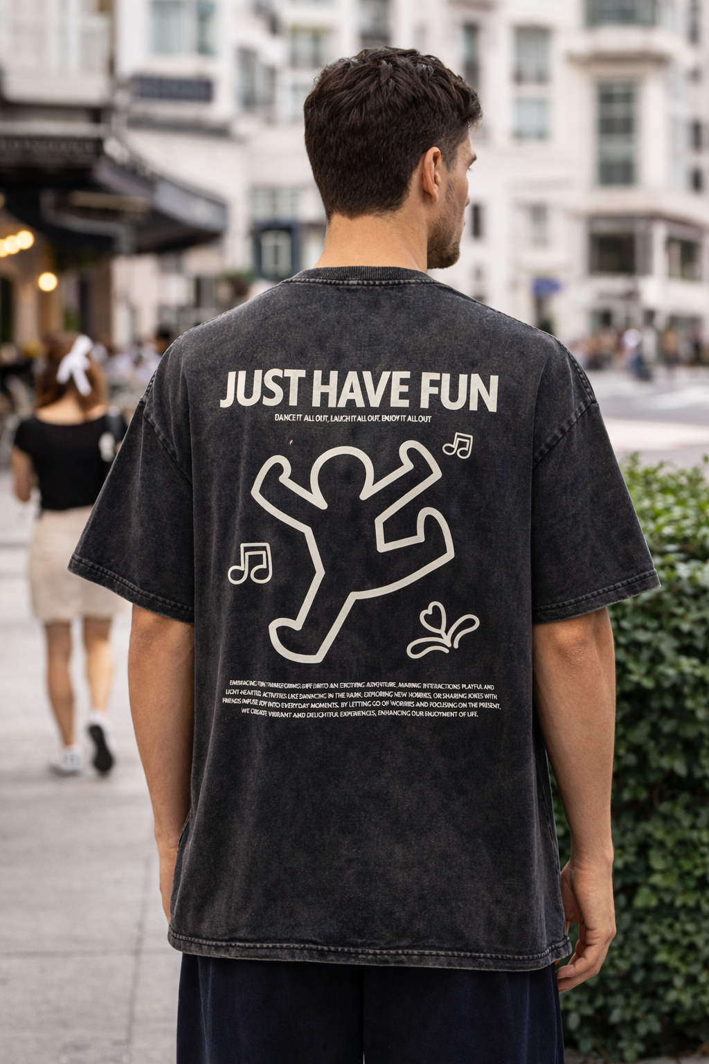 Just Have Fun Oversized Acid Wash T-Shirt – Premium Heavyweight Streetwear | Mad Rakkoon