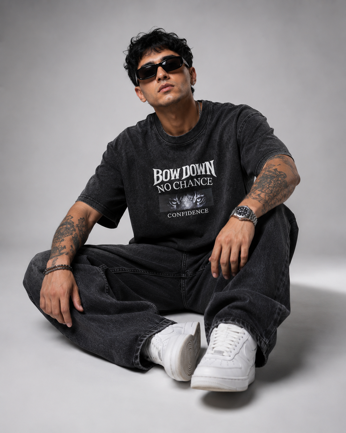 BOW DOWN – Premium Embroidered Acid Wash T-Shirt