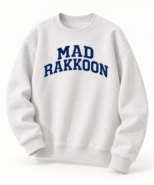 Mad Rakkoon Varsity Graphic Unisex Sweatshirt – Heather Grey