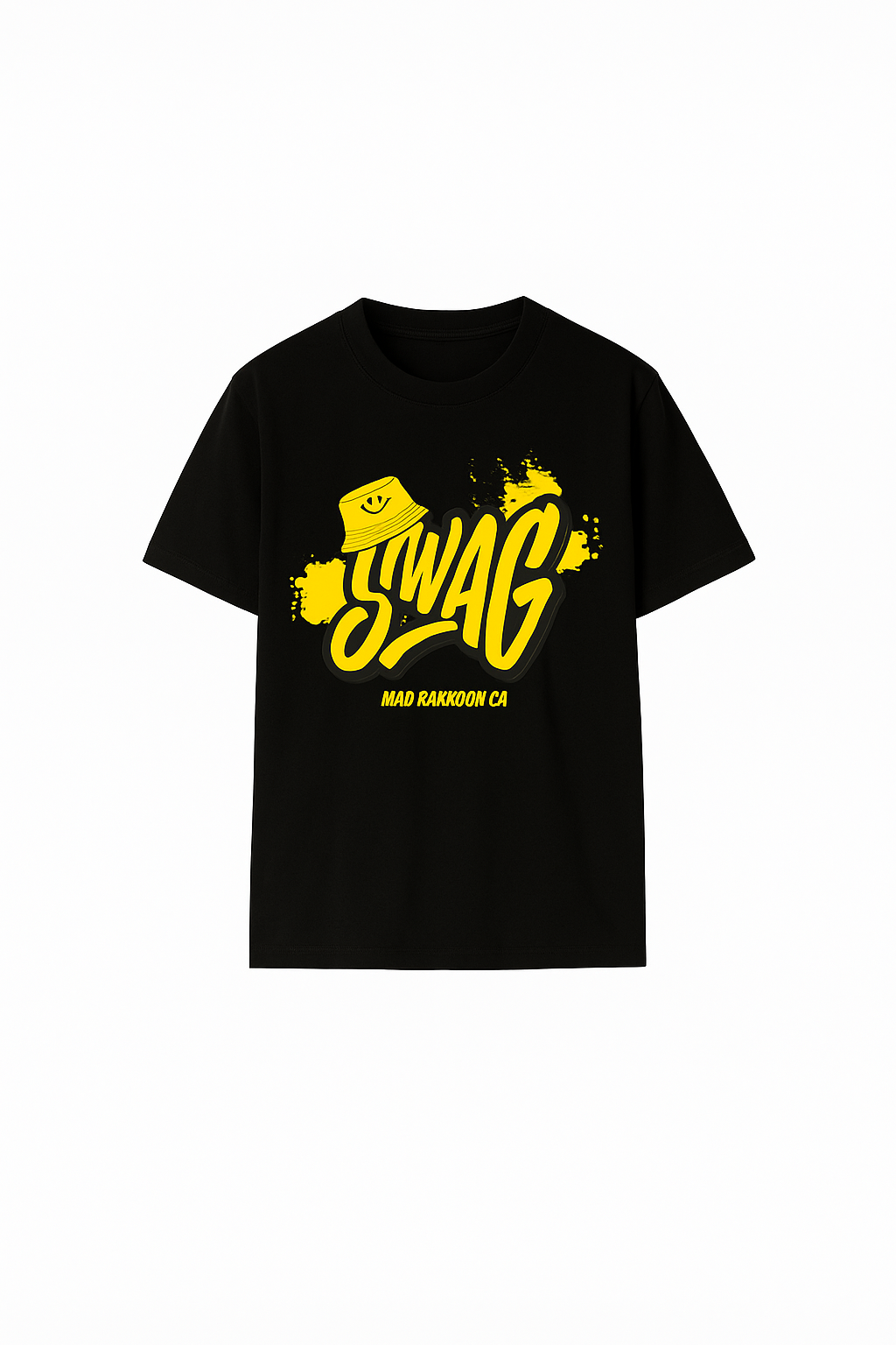 SWAG Bold Yellow Print Black T-Shirt – 100% Cotton Regular Fit (Unisex)