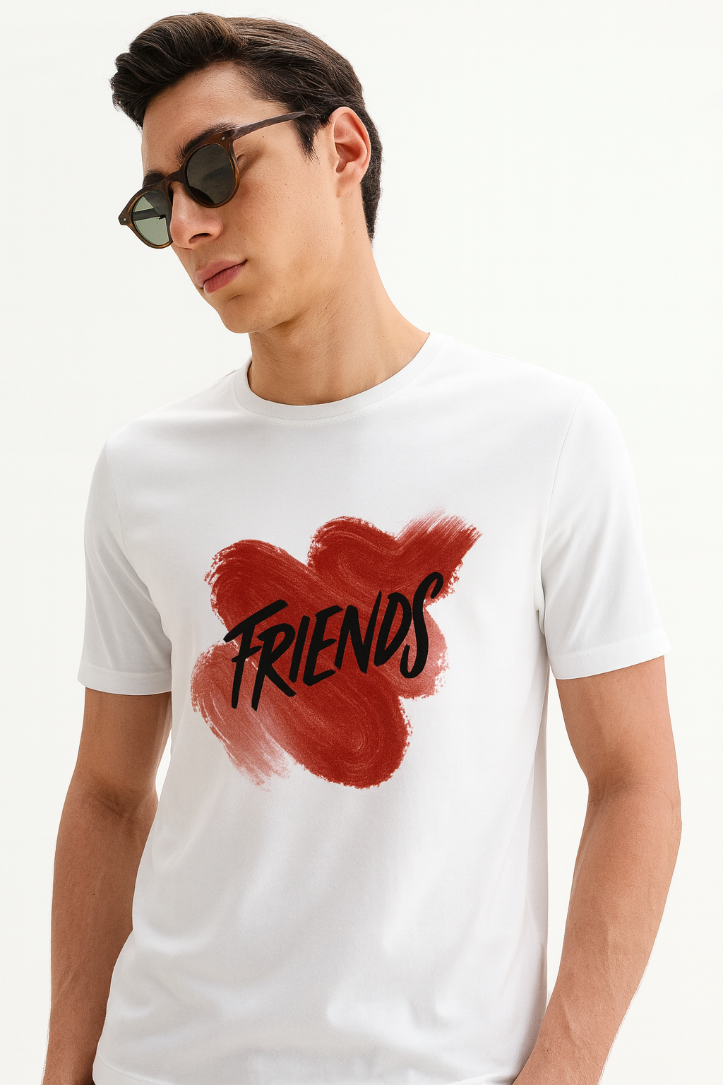 A  FRIENDS Brushstroke Graphic Tee – Modern Artistic Print T-Shirt