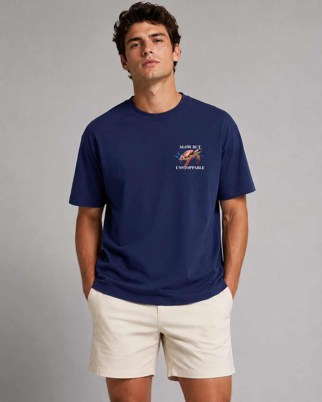 Unstoppable Turtle Art T-Shirt – Navy Blue