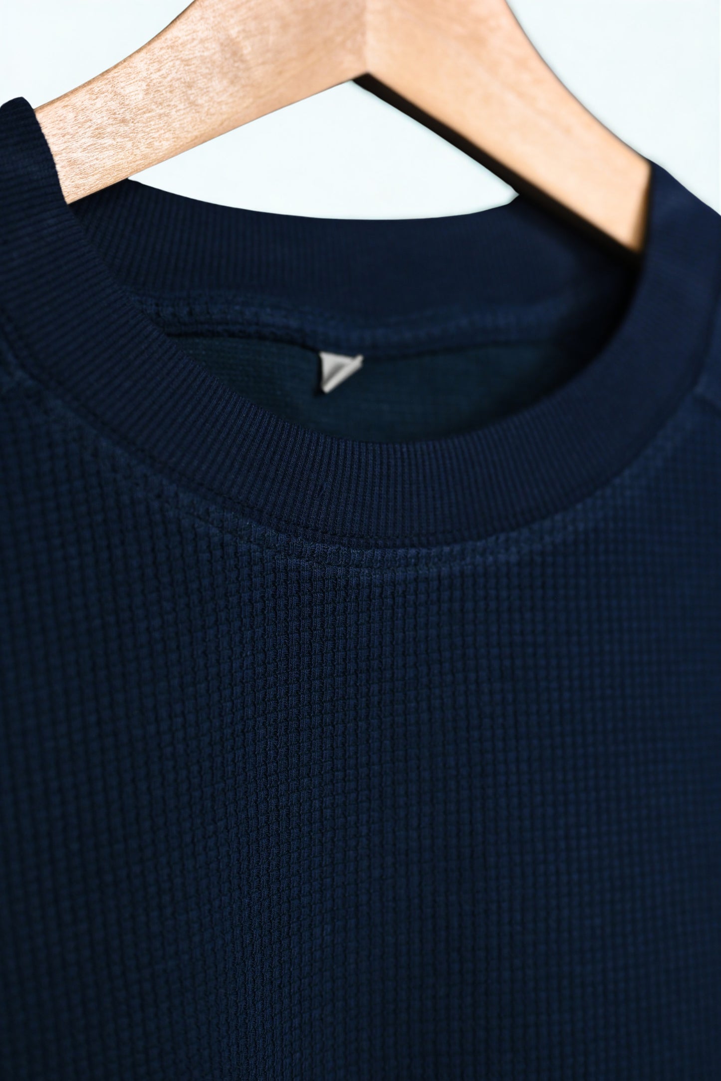 Waffle Knit Tee Solid Navy Blue Color.