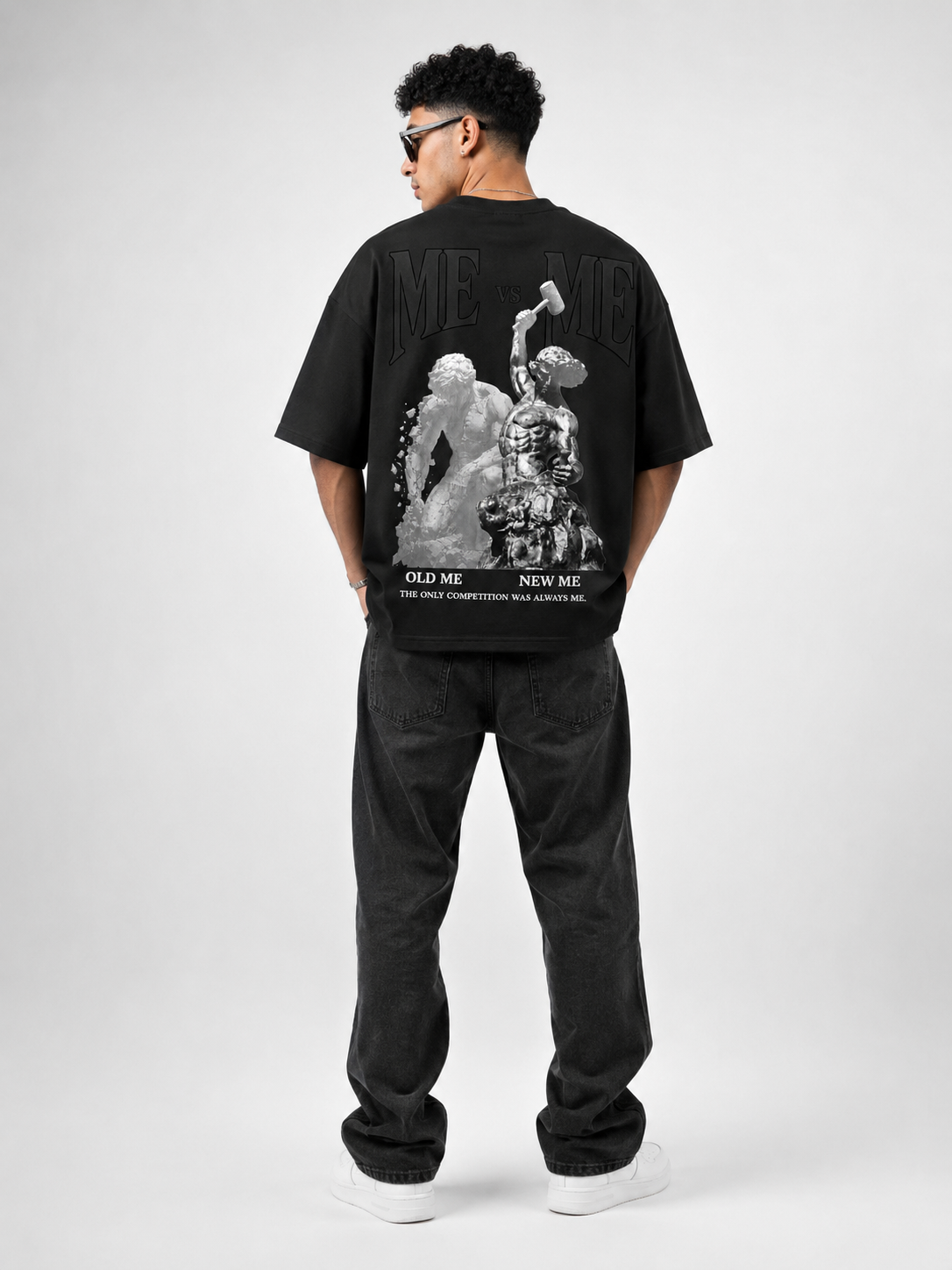 ME VS ME Black Cotton T Shirt