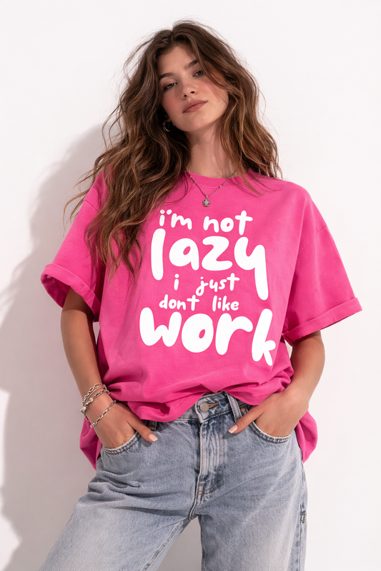 “I’m Not Lazy” Oversized Graphic T-Shirt – 240 GSM Pure Cotton Statement Tee