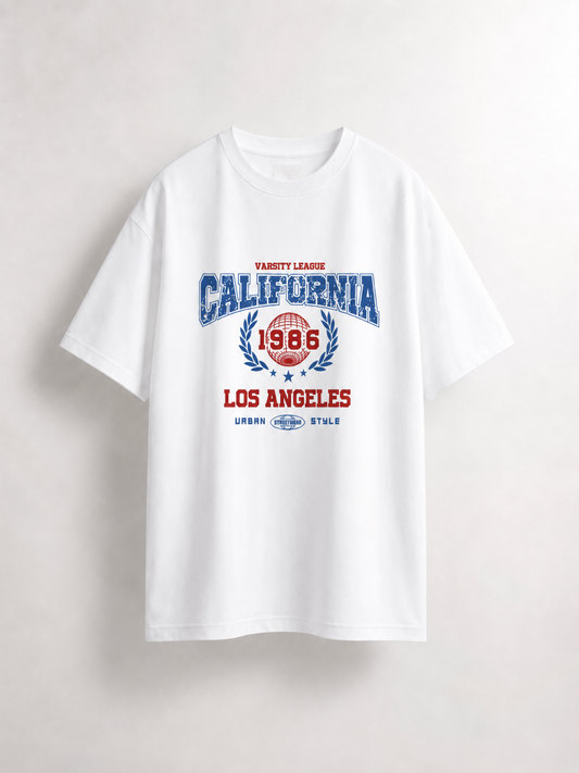 California Los Angeles Varsity Graphic Relaxed  White T-Shirt