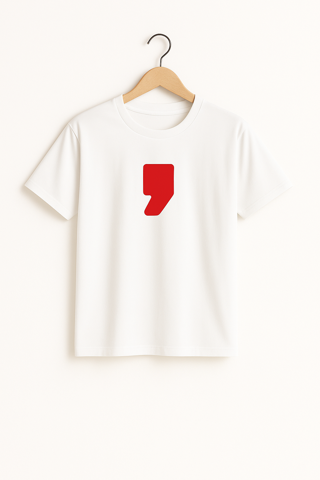 Premium White Cotton T-Shirt with Bold Red Minimalist Print