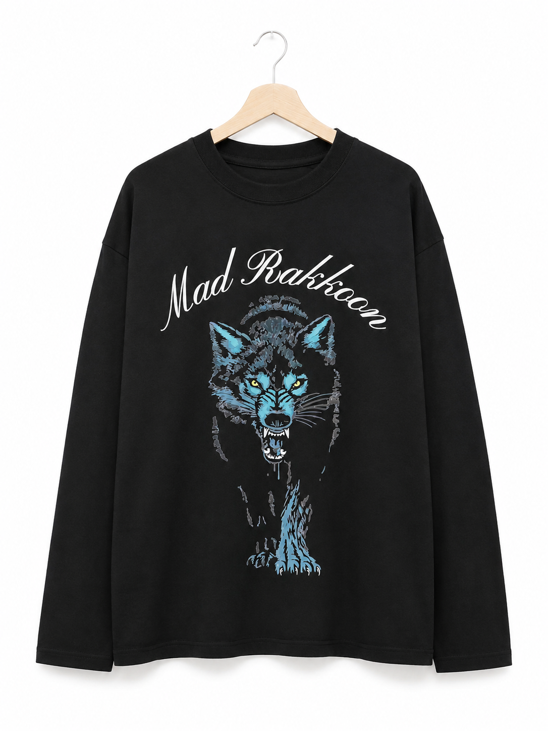 Midnight Wolf 100% Cotton Long-Sleeve T-Shirt – Regular Fit