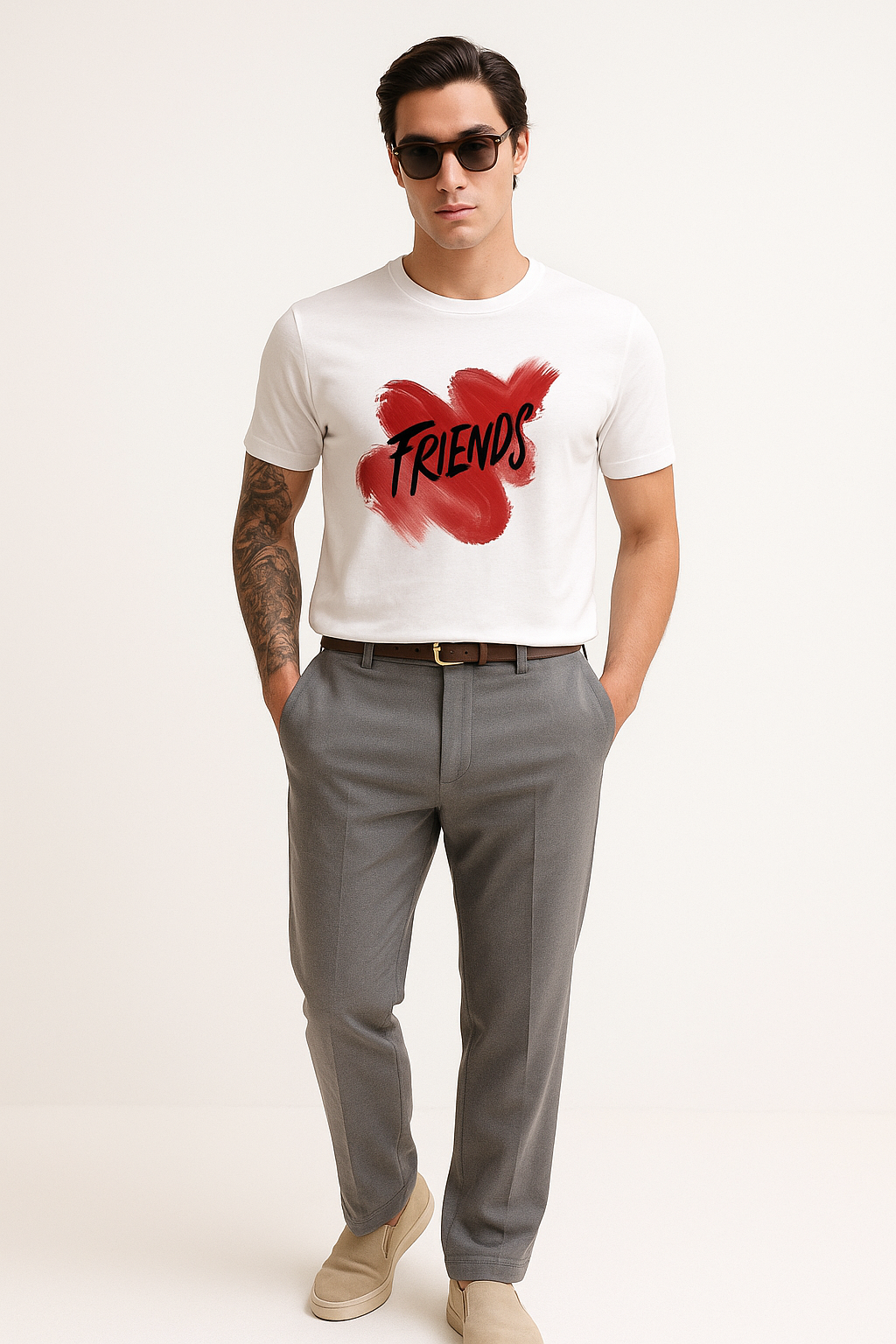 A  FRIENDS Brushstroke Graphic Tee – Modern Artistic Print T-Shirt