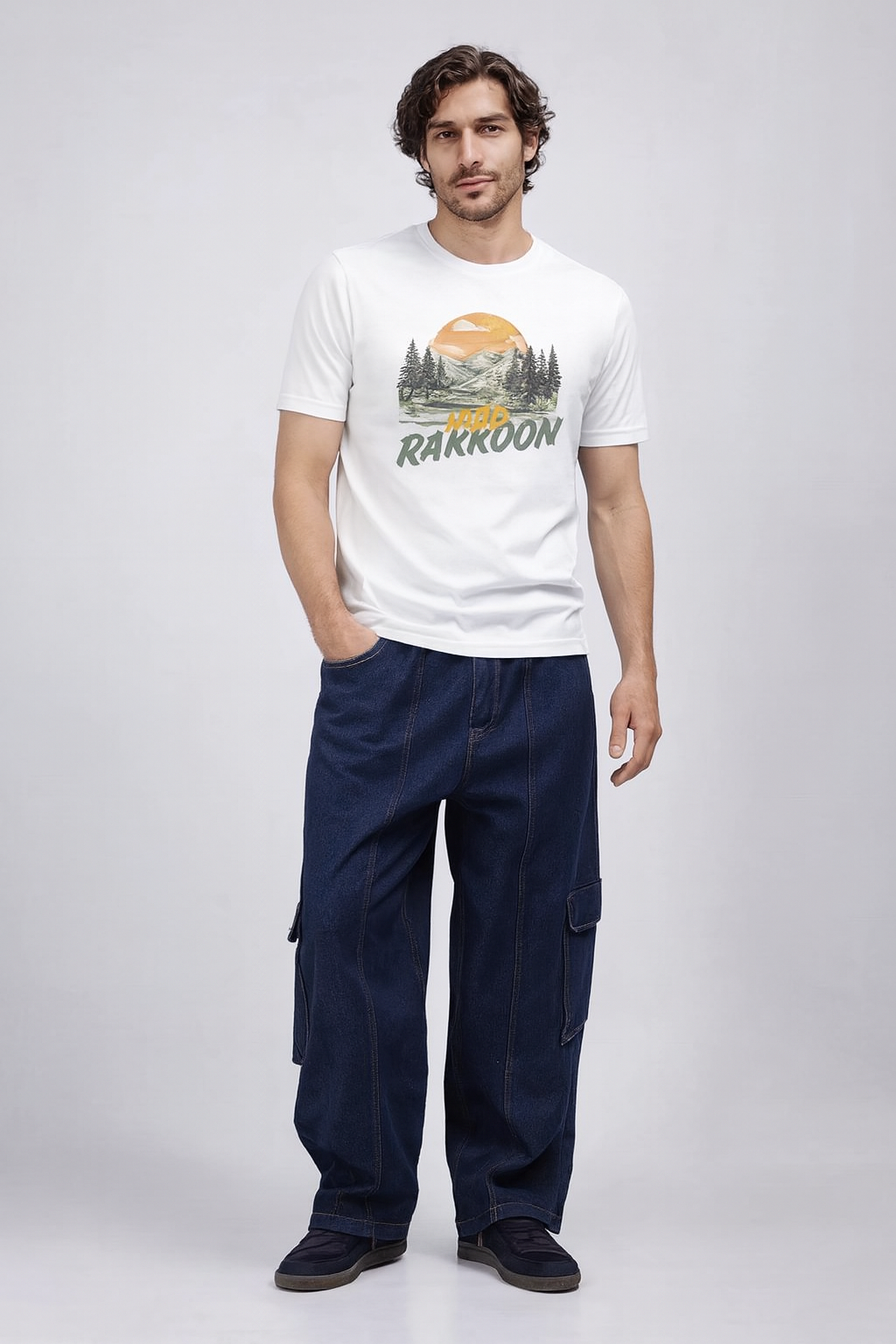 .MAD RAKKOON™ Mountain Sunrise Graphic Tee – 100% Cotton Premium White T-Shirt