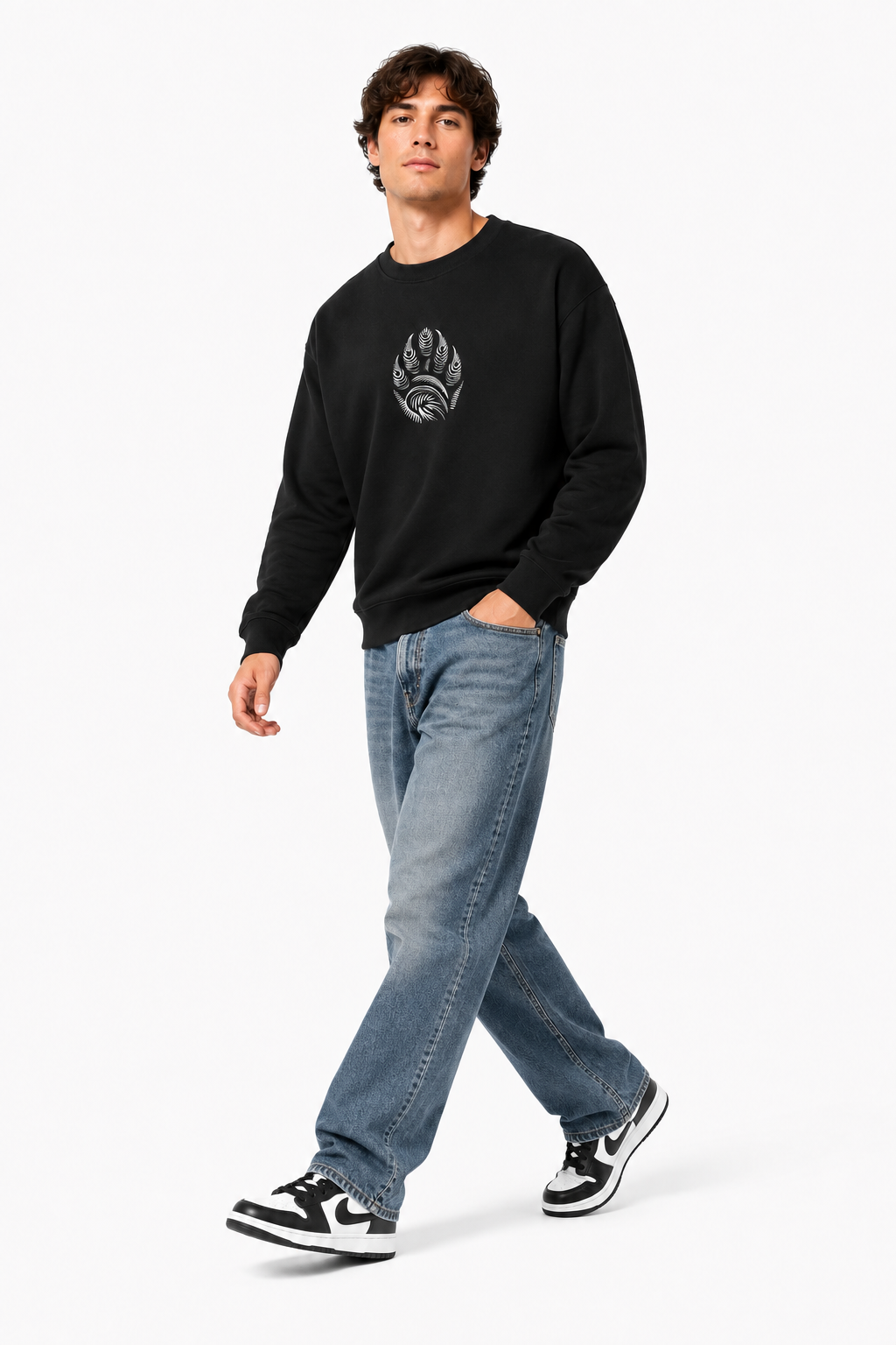 Wild Paw Graphic Black Crewneck Sweatshirt – Unisex