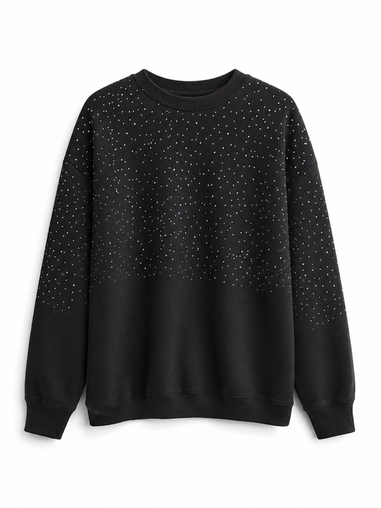 Midnight Crystal Embellished Sweatshirt – Designer Collection