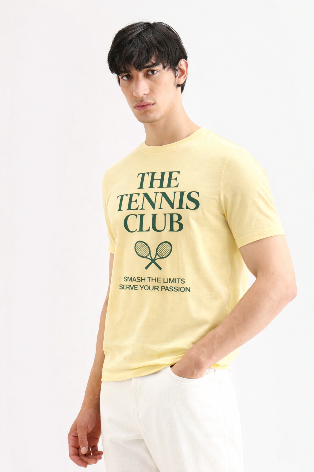 The Tennis Club Premium Tee – Light Yellow Sports Graphic T-Shirt