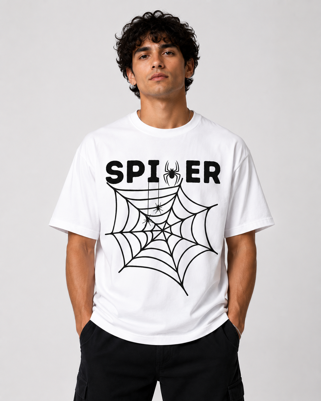 White Cotton Graphic T shirt