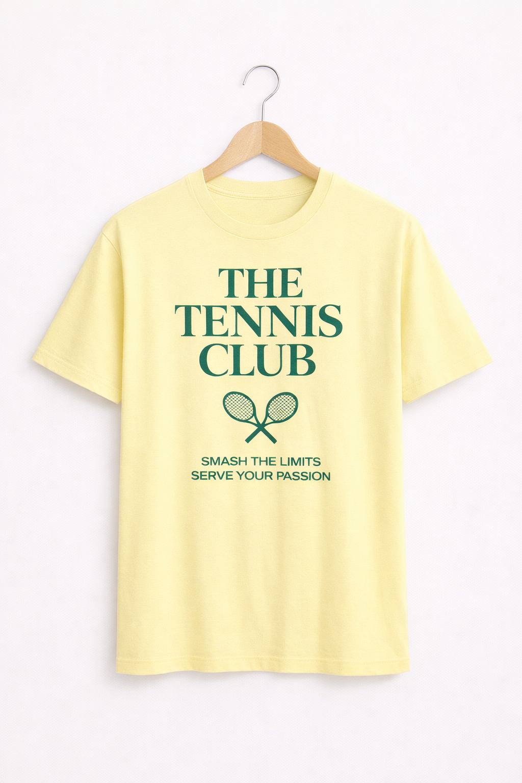 The Tennis Club Premium Tee – Light Yellow Sports Graphic T-Shirt