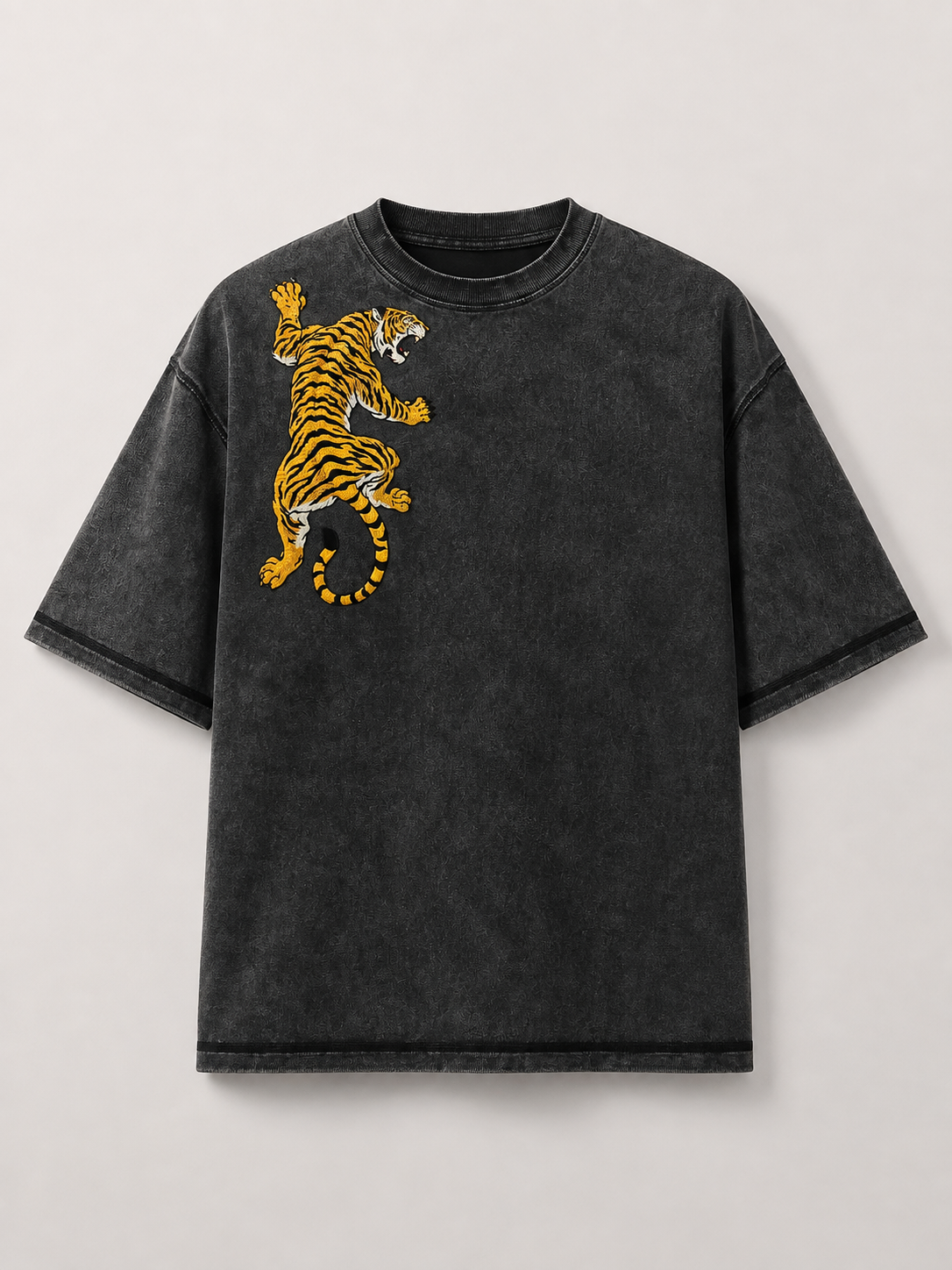 Embroidered Tiger 400 GSM T-Shirt