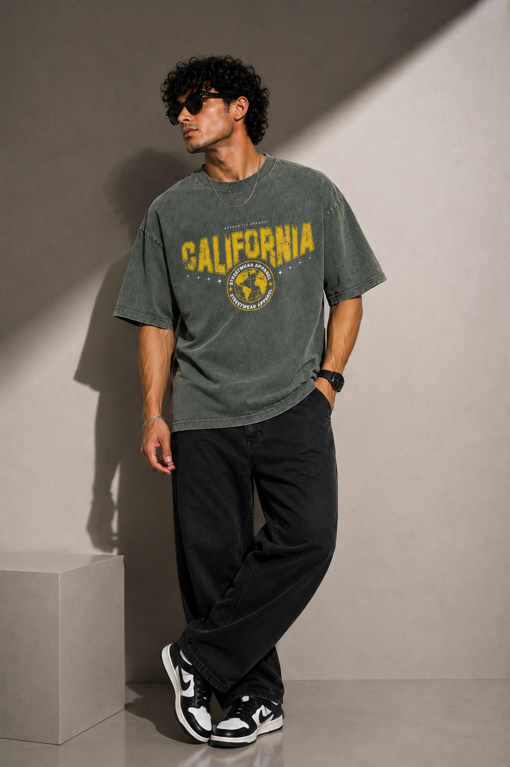 California Streetwear Oversized Acid Wash T-Shirt