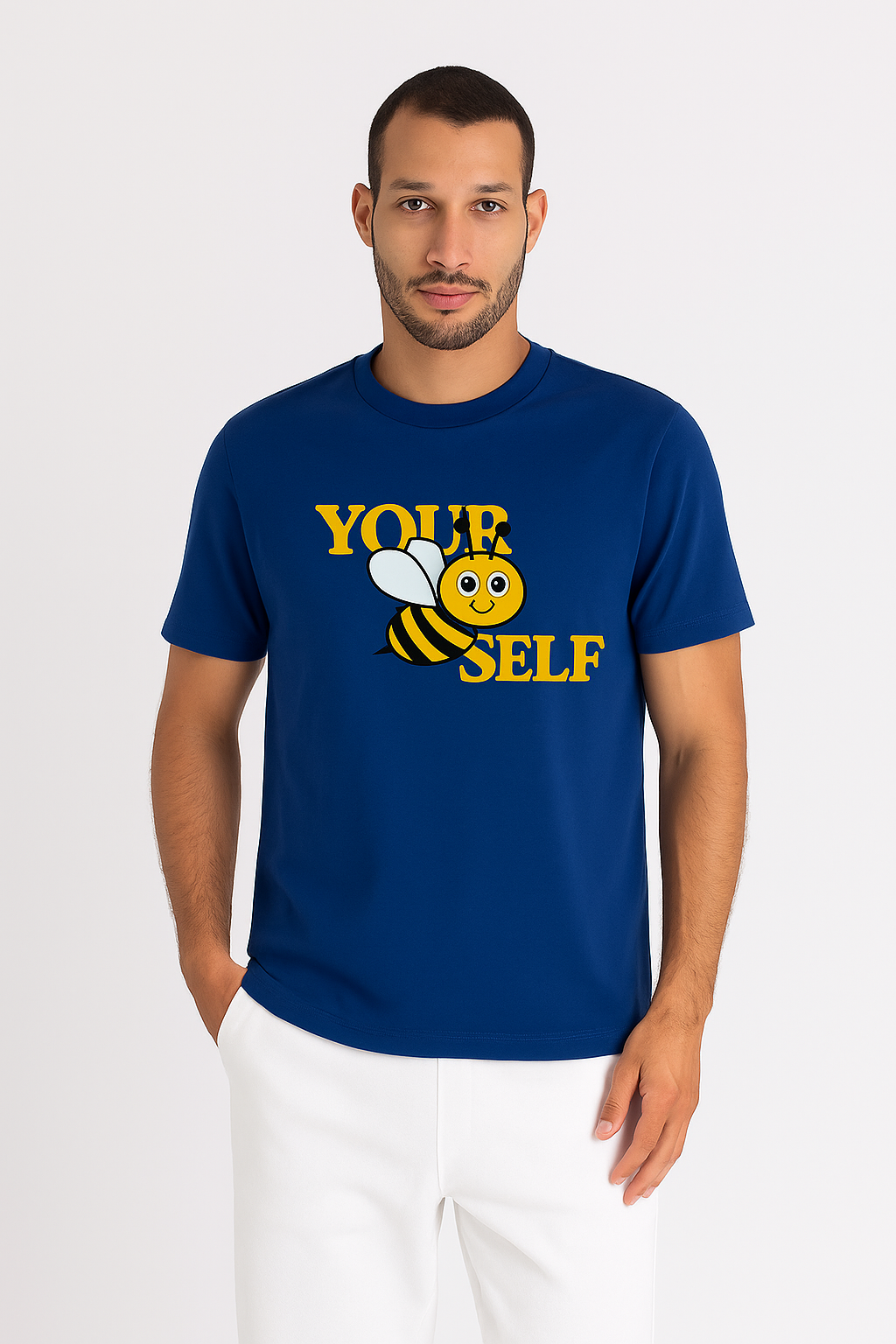Bee Yourself – Premium Royal Blue Motivation Tee | 100% Cotton Streetwear