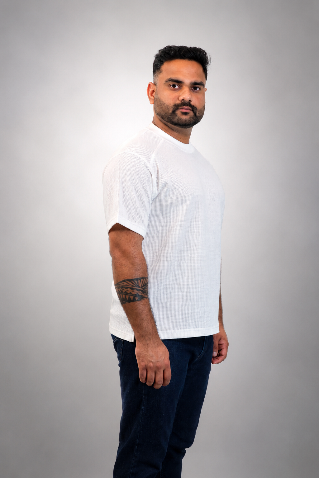 White Waffle T shirt