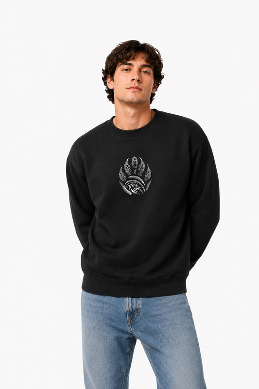 Wild Paw Graphic Black Crewneck Sweatshirt – Unisex