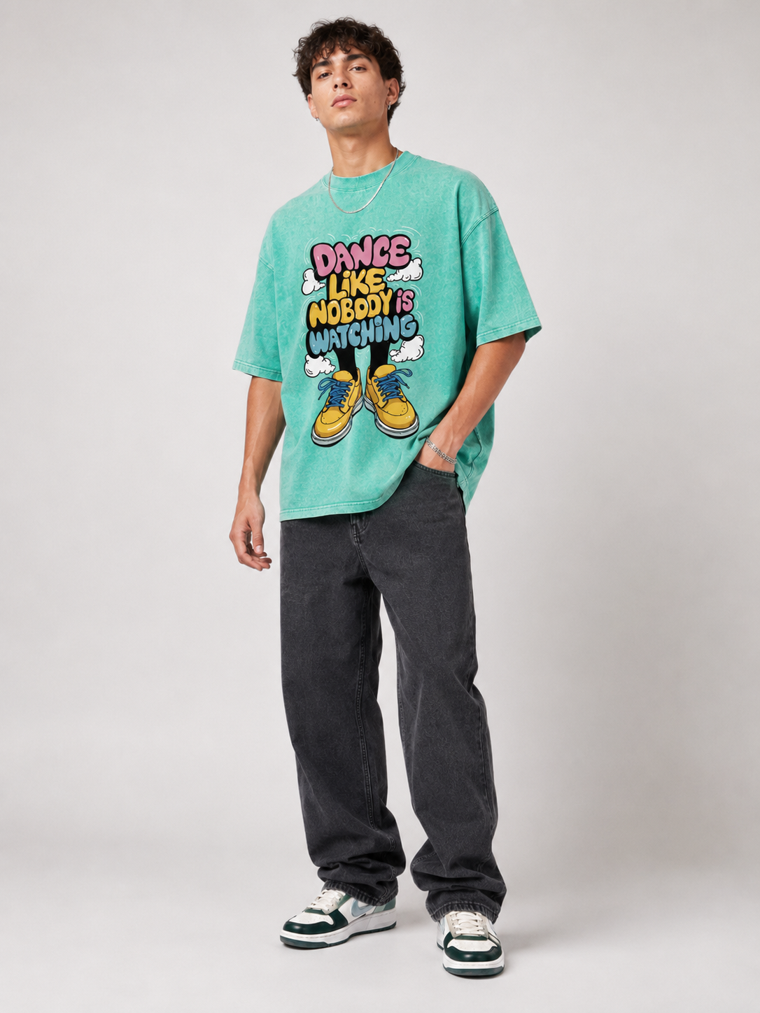 Acid Wash Mint Green Oversized T-Shirt | 240 GSM Premium Cotton