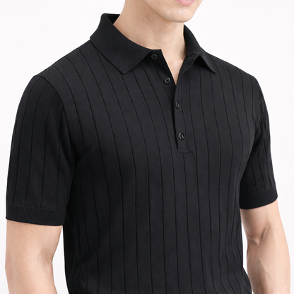 Textured Knit Black Tee