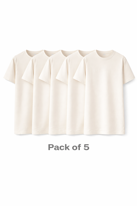Mad Rakkoon 5-Pack Heavyweight Cotton T-Shirts – 220 GSM Premium Crew Neck Essentials