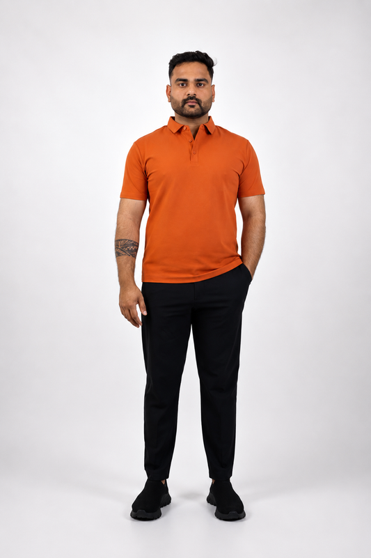 Orange Color Regular Fit Polo T shirt