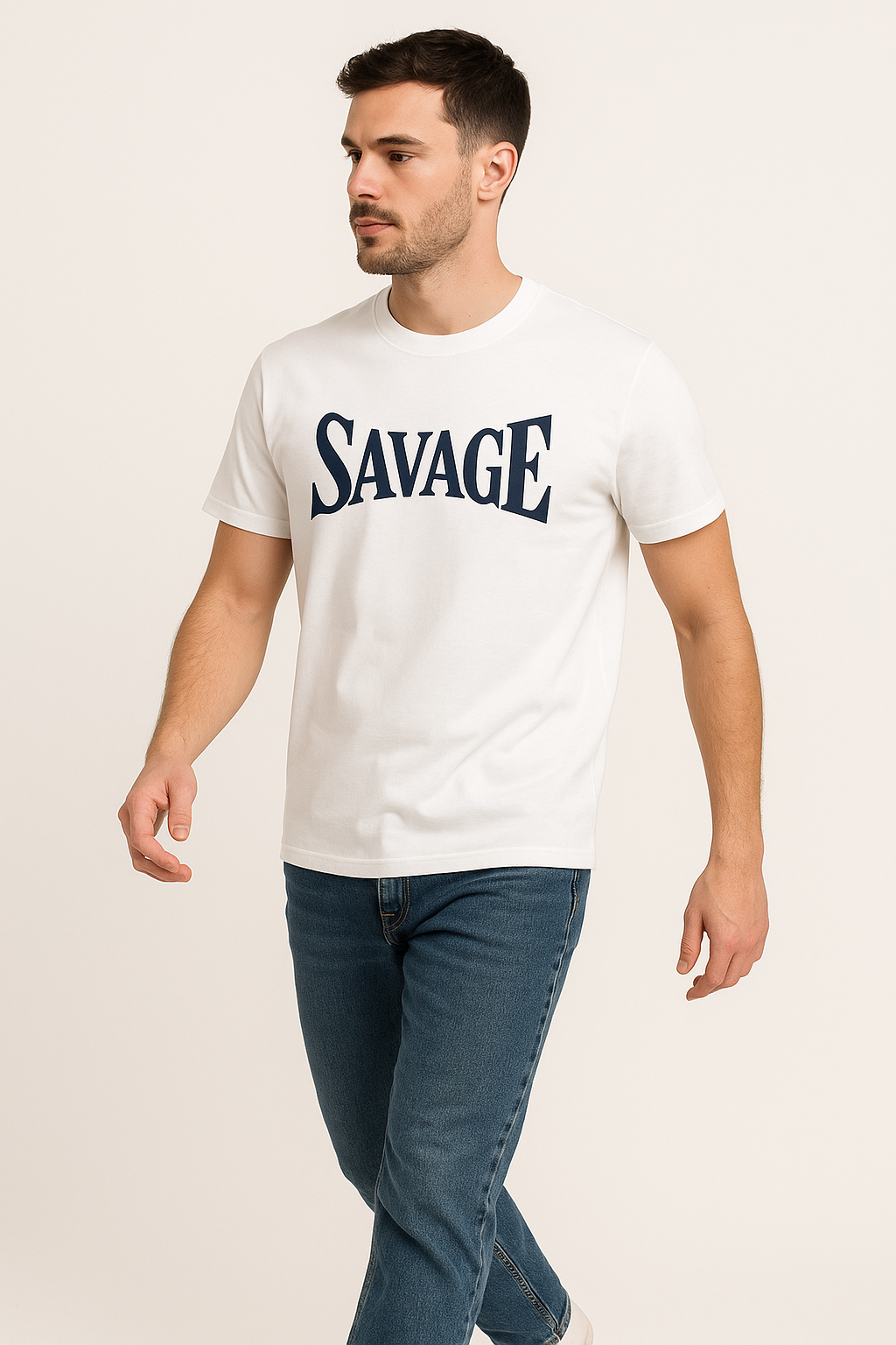 Savage Minimalist White Graphic Tee – Premium Cotton Streetwear T-Shirt