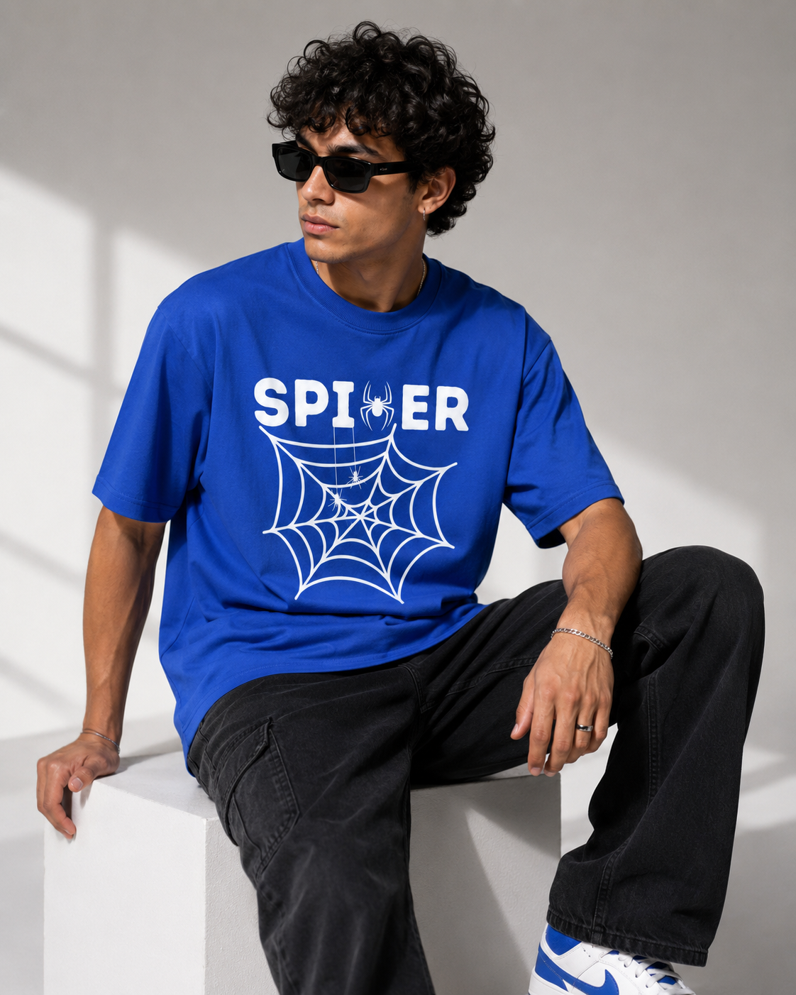 Blue Graphic Cotton T shirt