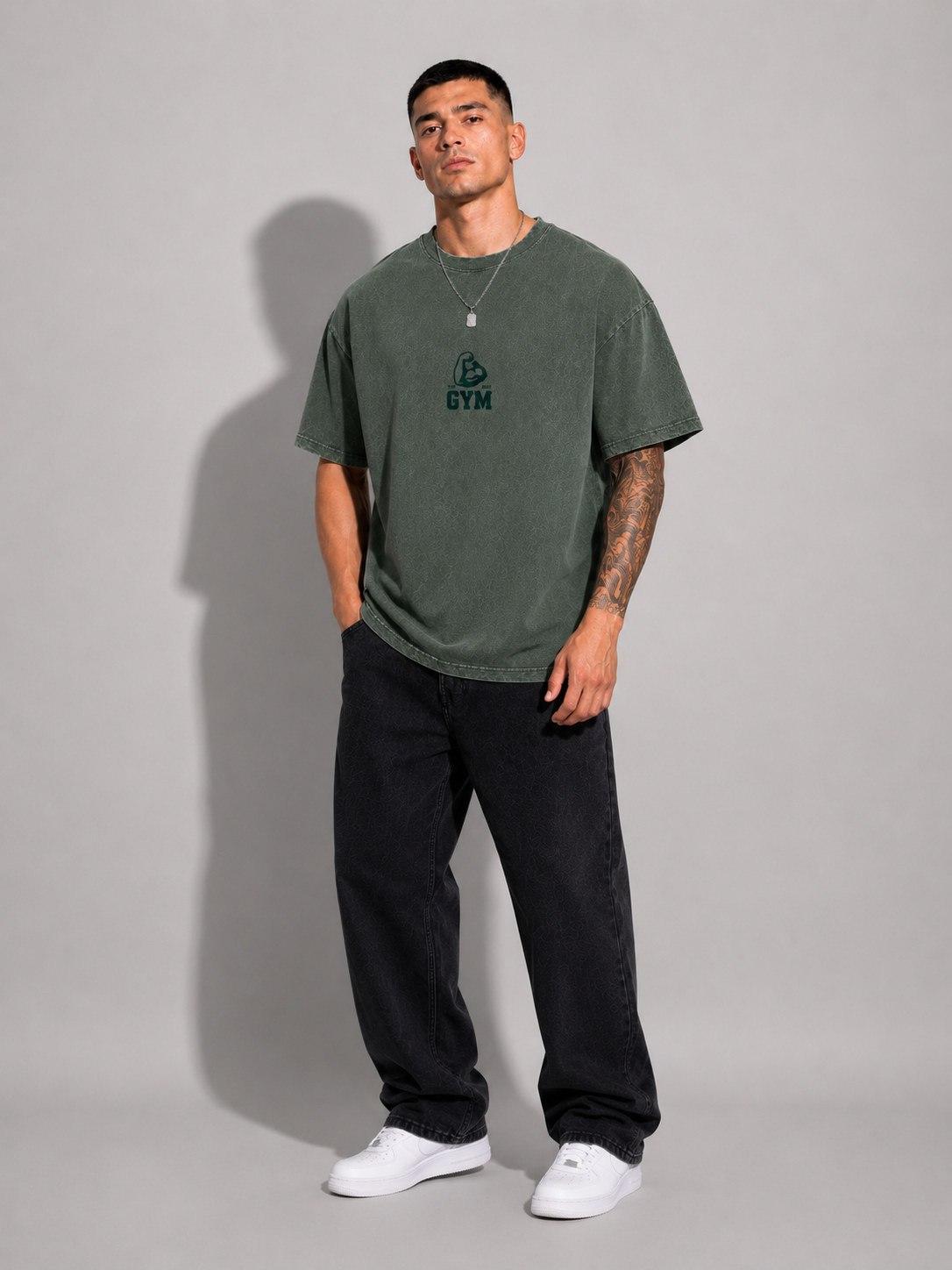 Gym Strength Acid Wash Oversized T-Shirt