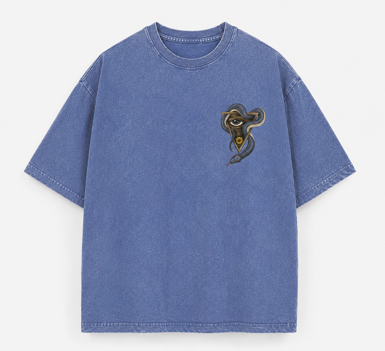 Serpent Eye Oversized Acid Wash T-Shirt