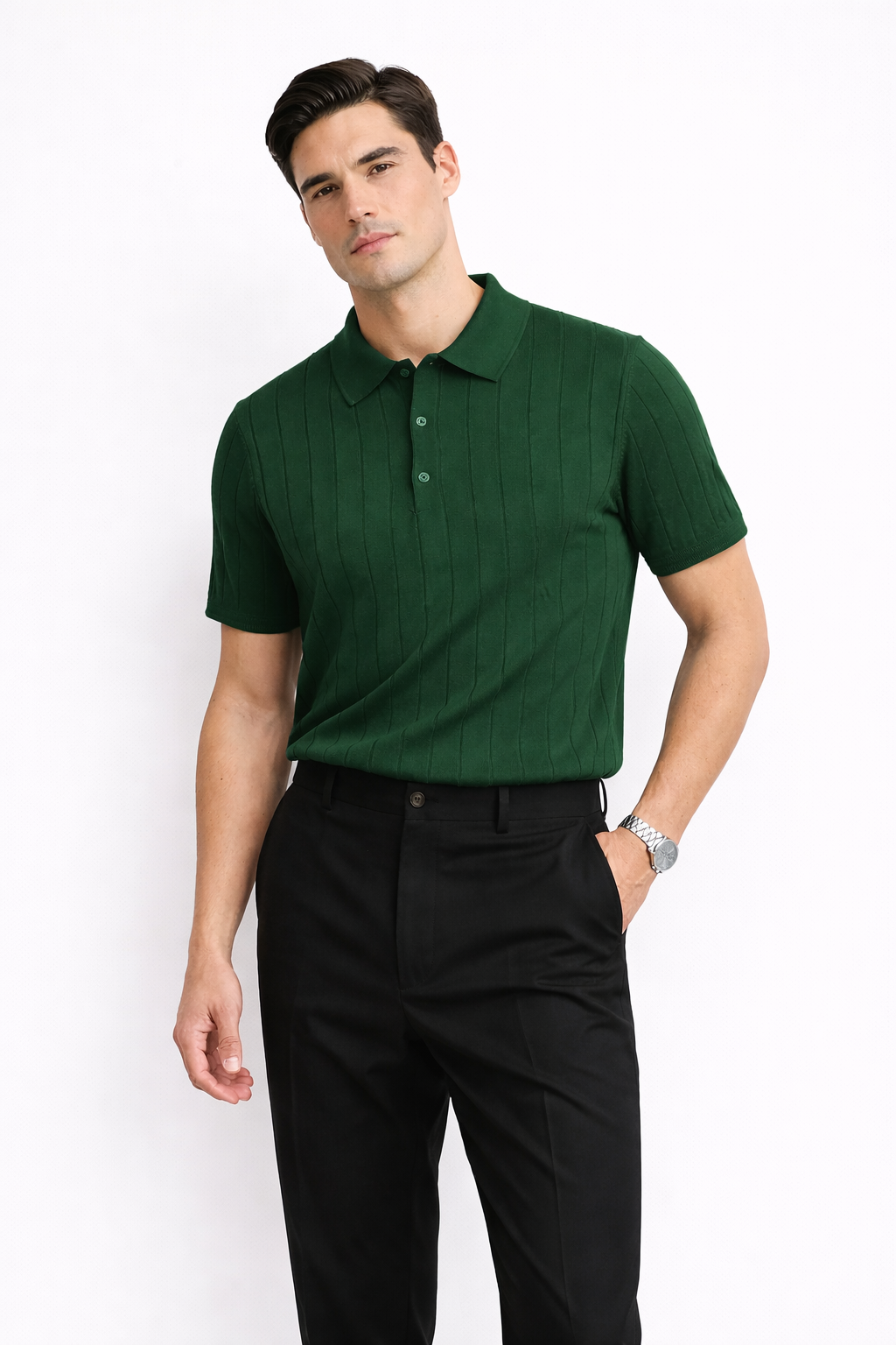 Green Knit Polo T shirt