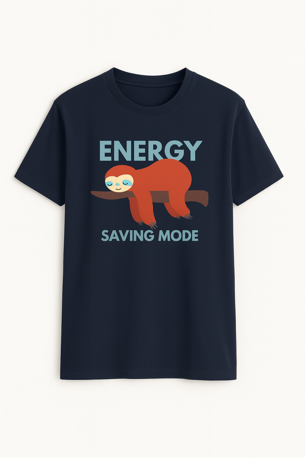 Energy Saving Mode Sloth T-Shirt – Navy Blue | 100% Cotton Comfort Tee